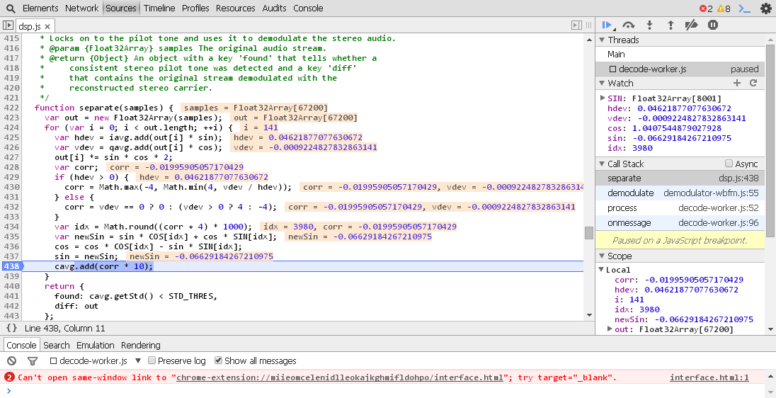 chrome debug radio receiver